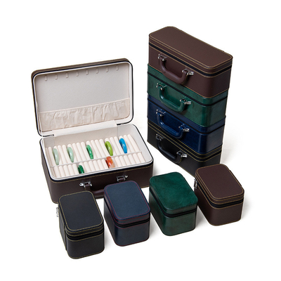 VINTAGE GRANDE Capacidade de couro pulseira caixa de armazenamento caixa de armazenamento de casa pulseira de jade portátil caixa de armazenamento múltipla