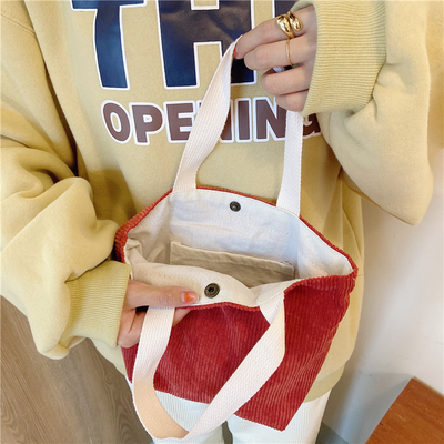 Arty Corduroy BAG Casual MINI LADY PORTÁVEL BAG VINTAGE BAG BENTO BAG