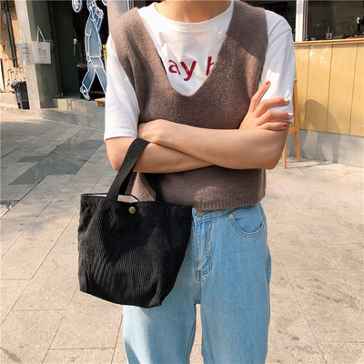 Arty Corduroy BAG Casual MINI LADY PORTÁVEL BAG VINTAGE BAG BENTO BAG