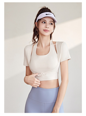 NOVO TEMPOR DE PIRECIQUE DE SECAÇÃO Rápida TOP Ioga Manga curta Manga curta MANGUELA COM PADOR DE PETRA TIRO T-Shirt de exercício físico