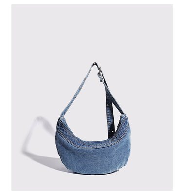 2024 CROSS-BORDER NUEVO BALÃO DE BRAÇOS NICHE DESIGN RETRO LAVAGEM BALÃO DE DENIM BALÃO SENIOR DUMPLING