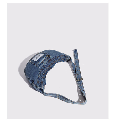 2024 CROSS-BORDER NUEVO BALÃO DE BRAÇOS NICHE DESIGN RETRO LAVAGEM BALÃO DE DENIM BALÃO SENIOR DUMPLING