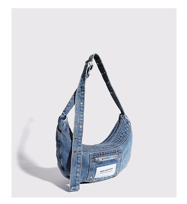 2024 CROSS-BORDER NUEVO BALÃO DE BRAÇOS NICHE DESIGN RETRO LAVAGEM BALÃO DE DENIM BALÃO SENIOR DUMPLING