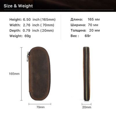 TRANS-BORDER RETRO CRAZY PEN BAG de couro de cavalo feito à mão 2 CASOS de caneta portátil com fecho oval