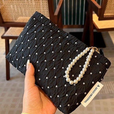 POLKA DOT NEGRA MAKEUP BAGA DE SULCIDO DE CUIDADO DA PELHA BAGA DE armazenamento de moedas portáteis bolsa de viagem LAVAGEM