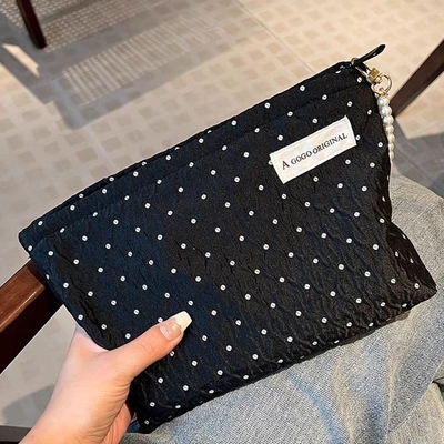 POLKA DOT NEGRA MAKEUP BAGA DE SULCIDO DE CUIDADO DA PELHA BAGA DE armazenamento de moedas portáteis bolsa de viagem LAVAGEM