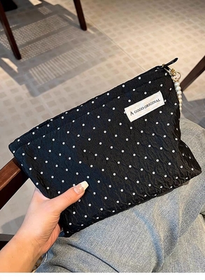 POLKA DOT NEGRA MAKEUP BAGA DE SULCIDO DE CUIDADO DA PELHA BAGA DE armazenamento de moedas portáteis bolsa de viagem LAVAGEM