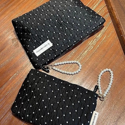 POLKA DOT NEGRA MAKEUP BAGA DE SULCIDO DE CUIDADO DA PELHA BAGA DE armazenamento de moedas portáteis bolsa de viagem LAVAGEM