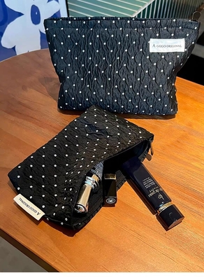 POLKA DOT NEGRA MAKEUP BAGA DE SULCIDO DE CUIDADO DA PELHA BAGA DE armazenamento de moedas portáteis bolsa de viagem LAVAGEM