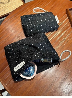 POLKA DOT NEGRA MAKEUP BAGA DE SULCIDO DE CUIDADO DA PELHA BAGA DE armazenamento de moedas portáteis bolsa de viagem LAVAGEM
