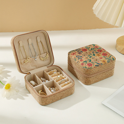 ORIGINAL PREMIUM CORK JEWELRY BOX PORTABLE VIAJES OURRINGS RING COLLACES Caixa de armazenamento