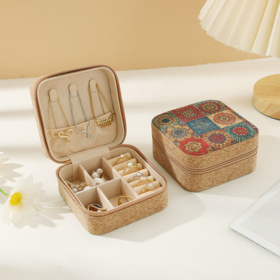 ORIGINAL PREMIUM CORK JEWELRY BOX PORTABLE VIAJES OURRINGS RING COLLACES Caixa de armazenamento