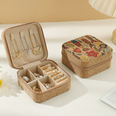 ORIGINAL PREMIUM CORK JEWELRY BOX PORTABLE VIAJES OURRINGS RING COLLACES Caixa de armazenamento