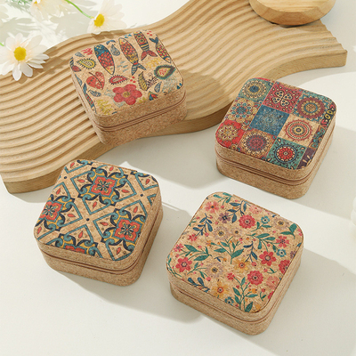 ORIGINAL PREMIUM CORK JEWELRY BOX PORTABLE VIAJES OURRINGS RING COLLACES Caixa de armazenamento