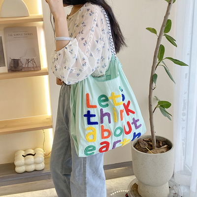 Saco de mão de grande capacidade estilo coreano em todo-em-um saco de ombro feminino saco de compras portátil