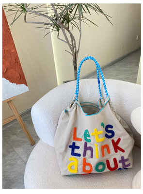Saco de mão de grande capacidade estilo coreano em todo-em-um saco de ombro feminino saco de compras portátil