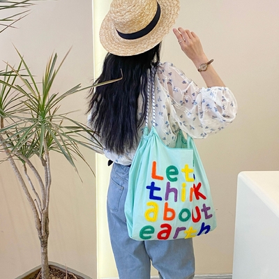 Saco de mão de grande capacidade estilo coreano em todo-em-um saco de ombro feminino saco de compras portátil