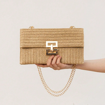 Novas Festas Vento MULTI-LAYER CHAIN CLAMSHELL LOCK STRAW BAG BAG CROSS-BORDER BAG DE MUJER