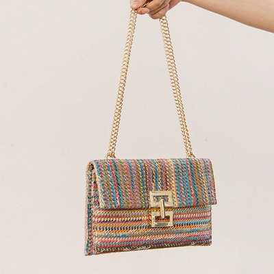 Novas Festas Vento MULTI-LAYER CHAIN CLAMSHELL LOCK STRAW BAG BAG CROSS-BORDER BAG DE MUJER