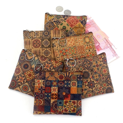 Impressão de madeira VINTAGE TRUE CORK MONEY PURSE BORSE BORK PRINT MONEY BAG KEY SMALL SQUARE BAG Casual NOSTALGIA Clutch BAG