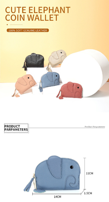 Primeira camada de couro de vaca bolsa de moedas de mulher nova elefante creativo feixe de feixe saco de couro chave saco de moedas saco
