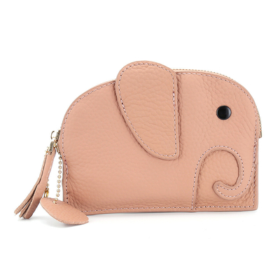 Primeira camada de couro de vaca bolsa de moedas de mulher nova elefante creativo feixe de feixe saco de couro chave saco de moedas saco