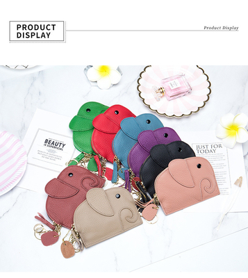 Primeira camada de couro de vaca bolsa de moedas de mulher nova elefante creativo feixe de feixe saco de couro chave saco de moedas saco