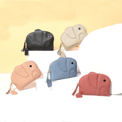 Primeira camada de couro de vaca bolsa de moedas de mulher nova elefante creativo feixe de feixe saco de couro chave saco de moedas saco