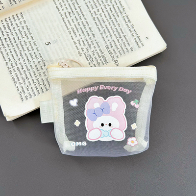 Cartoon NET MONEY PURSE CUTE CHANGE BAGÃO DE ARMAÇÃO TRANSPARENTE CARTA PORTÁVEL BOLSO VERMELHO Envelope MINI BAGÃO DE ARMAÇÃO