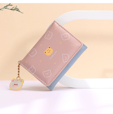 Carteira pequena carteira de meninas carteira curta estilo menina estudante moda desenho animado moeda carteira atacado carteira clip feminino