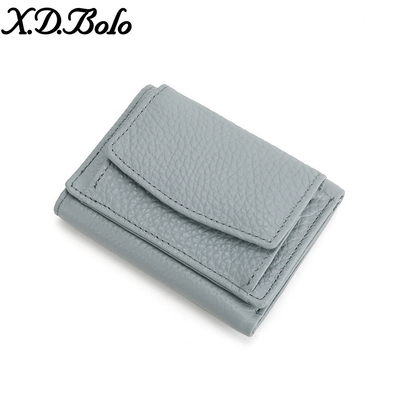 PULSA ANTIDEFEITO PULSA de couro feminino carteira de cartão curta bolsa de três dobras carteira pequena carteira RFID MINI COWHIDE MONEY carteira cross-border