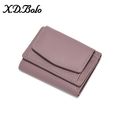 PULSA ANTIDEFEITO PULSA de couro feminino carteira de cartão curta bolsa de três dobras carteira pequena carteira RFID MINI COWHIDE MONEY carteira cross-border