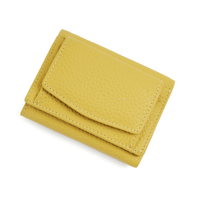 PULSA ANTIDEFEITO PULSA de couro feminino carteira de cartão curta bolsa de três dobras carteira pequena carteira RFID MINI COWHIDE MONEY carteira cross-border