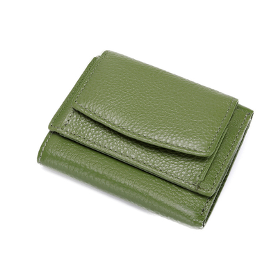 PULSA ANTIDEFEITO PULSA de couro feminino carteira de cartão curta bolsa de três dobras carteira pequena carteira RFID MINI COWHIDE MONEY carteira cross-border