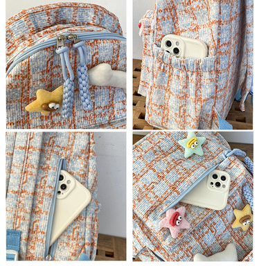 Alto nível de aparência pequeno saco de cheque fresco mochila do ensino médio mochila universitária estudantes femininos mochila outono e inverno