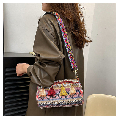 MODA STÍLIO NACIONAL CHINESE ESPALHA AMBIGADA CARTELHA DE ALMOFASCO BOLSA CROSSBODY BOLSA de ombro estriada BOLSA DE MUJERES