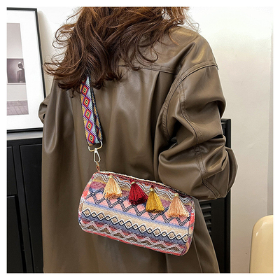 MODA STÍLIO NACIONAL CHINESE ESPALHA AMBIGADA CARTELHA DE ALMOFASCO BOLSA CROSSBODY BOLSA de ombro estriada BOLSA DE MUJERES