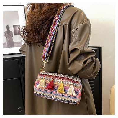 MODA STÍLIO NACIONAL CHINESE ESPALHA AMBIGADA CARTELHA DE ALMOFASCO BOLSA CROSSBODY BOLSA de ombro estriada BOLSA DE MUJERES