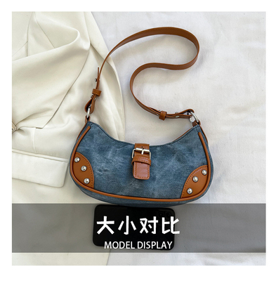Moda Francesa Saco Casual de Brinco Feminino 2024 NUEVA TEXTURA Saco Baguete COLOR SIMPLE PATCHWORK SACO DE OLHO