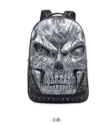 3D PU couro crânio mochila - mochilas de mochilas vapor punks rivet personalidade mochila de viagem colegio/liceu mochilas de livro