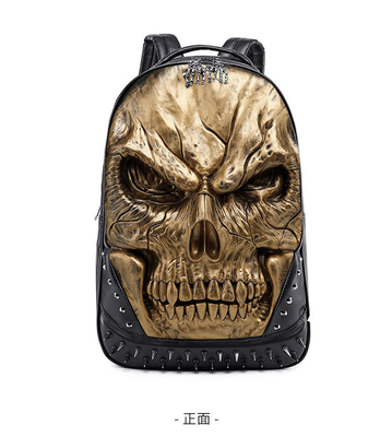 3D PU couro crânio mochila - mochilas de mochilas vapor punks rivet personalidade mochila de viagem colegio/liceu mochilas de livro