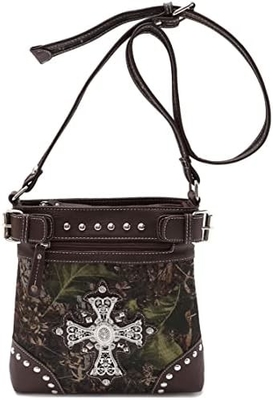 Camuflagem Rhinestone Cross Pistola Buckle Western Crossbody Bolsas de mão Cowgirl Country Bolsa estofada Mulheres Single Shoulder