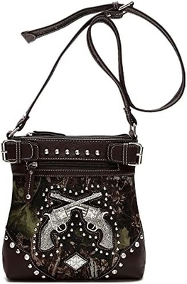 Camuflagem Rhinestone Cross Pistola Buckle Western Crossbody Bolsas de mão Cowgirl Country Bolsa estofada Mulheres Single Shoulder