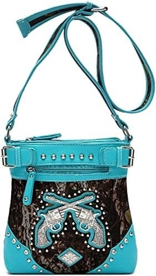 Camuflagem Rhinestone Cross Pistola Buckle Western Crossbody Bolsas de mão Cowgirl Country Bolsa estofada Mulheres Single Shoulder
