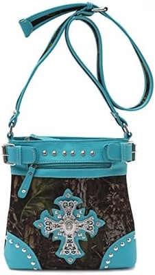 Camuflagem Rhinestone Cross Pistola Buckle Western Crossbody Bolsas de mão Cowgirl Country Bolsa estofada Mulheres Single Shoulder