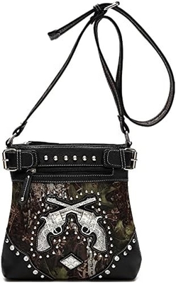 Camuflagem Rhinestone Cross Pistola Buckle Western Crossbody Bolsas de mão Cowgirl Country Bolsa estofada Mulheres Single Shoulder