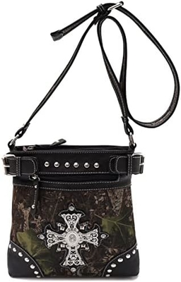 Camuflagem Rhinestone Cross Pistola Buckle Western Crossbody Bolsas de mão Cowgirl Country Bolsa estofada Mulheres Single Shoulder