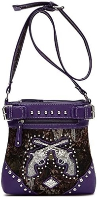 Camuflagem Rhinestone Cross Pistola Buckle Western Crossbody Bolsas de mão Cowgirl Country Bolsa estofada Mulheres Single Shoulder