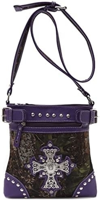 Camuflagem Rhinestone Cross Pistola Buckle Western Crossbody Bolsas de mão Cowgirl Country Bolsa estofada Mulheres Single Shoulder