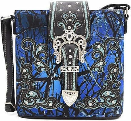 Camuflagem Rhinestone Cross Pistola Buckle Western Crossbody Bolsas de mão Cowgirl Country Bolsa estofada Mulheres Single Shoulder